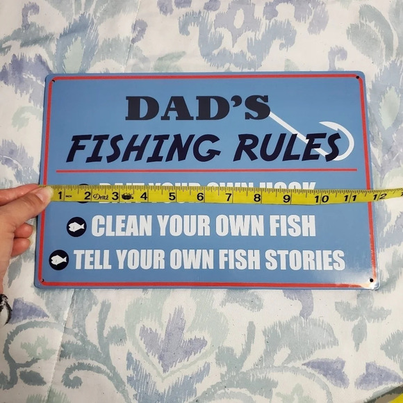 🔥 NEW Dad's Fishing Rules Metal Tin Sign Wall Mounted - Picture 4 of 5